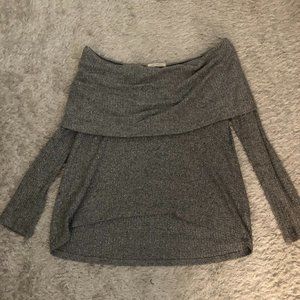 Gray Off-the-Shoulder Sweater
